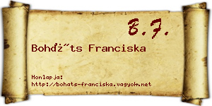 Boháts Franciska névjegykártya